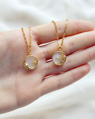 Sun and Moon Necklaces, 18K Gold Plated, Matching Necklaces, Moon Necklace, Necklace Couples, Matching Necklaces Friends, Sun Necklace